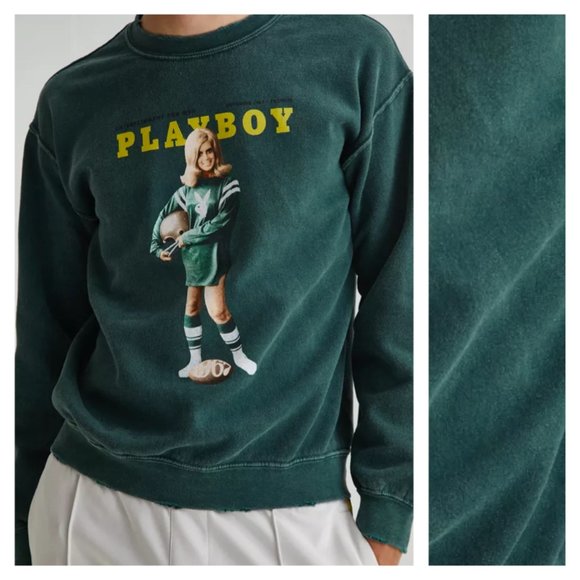 PLAYBOY Other - Vintage Playboy Collegiate Football Crew Neck Sweatshirt - Green / Size Small